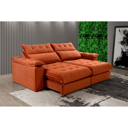 Sofá Retrátil e Reclinável Molas Ensacadas 5 Lugares Orquídea Vivaro Decor Suede Terracota - 2