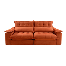Sofá Retrátil e Reclinável Molas Ensacadas 5 Lugares Orquídea Vivaro Decor Suede Terracota - 3