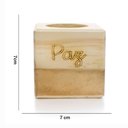 Ver imagem 6 de Porta Vela quadrado de Natal Paz em Madeira e Dourado 7 cm - D’Rossi