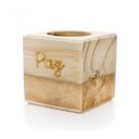 Ver imagem 1 de Porta Vela quadrado de Natal Paz em Madeira e Dourado 7 cm - D’Rossi