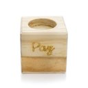 Ver imagem 4 de Porta Vela quadrado de Natal Paz em Madeira e Dourado 7 cm - D'Rossi
