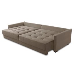Sofá Cama Retrátil e Reclinável 2,10m com Molas Carol Veludo Cappuccino Adonai Estofados - 3