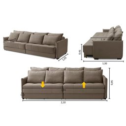 Sofá Cama Retrátil e Reclinável 2,10m com Molas Carol Veludo Cappuccino Adonai Estofados - 2