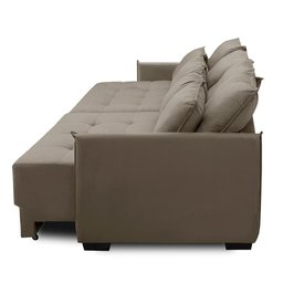 Sofá Cama Retrátil e Reclinável 2,10m com Molas Carol Veludo Cappuccino Adonai Estofados - 6