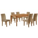 Ver imagem 2 de Conjunto Mesa de Jantar 180cm com 6 Cadeiras Estofadas Multimóveis Crrft-CON051 Madeirado/Bege