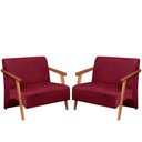 Ver imagem 1 de Poltrona Namoradeira Venus Braço Madeira Maciça Suede Unidecor Bordô