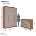 Ver imagem 3 de Conjunto Quarto Infantil Guarda-Roupa 4 Portas 3 Gavetas e Cômoda 8 Gavetas Alice Espresso Móveis Marrom/Cinamomo/Off White