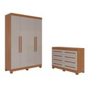Ver imagem 2 de Conjunto Quarto Infantil Guarda-roupa 4 Portas 3 Gavetas e Cômoda 8 Gavetas Alice Espresso Móveis