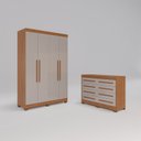 Ver imagem 5 de Conjunto Quarto Infantil Guarda-Roupa 4 Portas 3 Gavetas e Cômoda 8 Gavetas Alice Espresso Móveis Marrom/Cinamomo/Off White