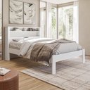 Ver imagem 5 de Guarda Roupa Bélgica 2 Portas com Espelho e Cama Casal Invicta Branco Brilho - Santos Andirá