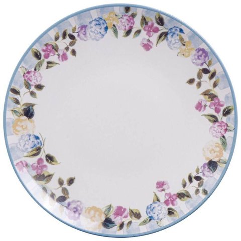 Prato Raso Jantar 25cm Porcelana Decorada Floral Tramontina