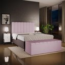 Ver mais imagens de Kit Cabeceira Cama Box Casal King 195cm com Calçadeira Baú Dália W01 Suede Rosê - Lyam