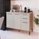 Ver imagem 1 de Balcão de 120cm Cozinha Jade 3 Pt 2 Gavetas Freijó / Arenas Del Marco Delmarco Móveis