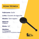 Ver imagem 2 de Chuveiro Piscina Frio Completo 4 sem Registro Cromado Durin Preto