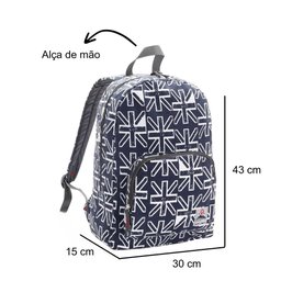 Mochila de Costas Casual Espaçosa Canvas Teen Bandeira Republic Vix Azul - 3
