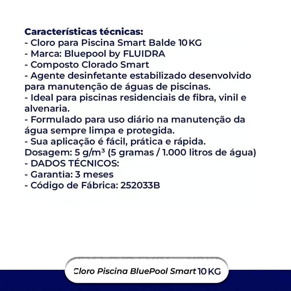 Cloro para Piscina Smart Balde 10kg Bluepool Fluidra - 5