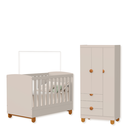 Ver imagem 1 de Quarto de Bebe Berço Americano + Guarda Roupa Infantil 3P 3g Apolo Areia Fosco