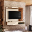 Ver imagem 2 de Home Rack Painel Suspenso 1.6 Vegas Sala para Tv de 65 Polegadas Perola Metalizado com Cinamomo Mel