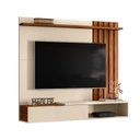 Ver imagem 1 de Home Rack Painel Suspenso 1.6 Vegas Sala para Tv de 65 Polegadas Perola Metalizado com Cinamomo Mel