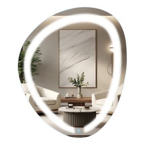 Espelho Orgânico Decorativo Iluminado Touch Luxo 70x58cm - Led 6000k - Frio