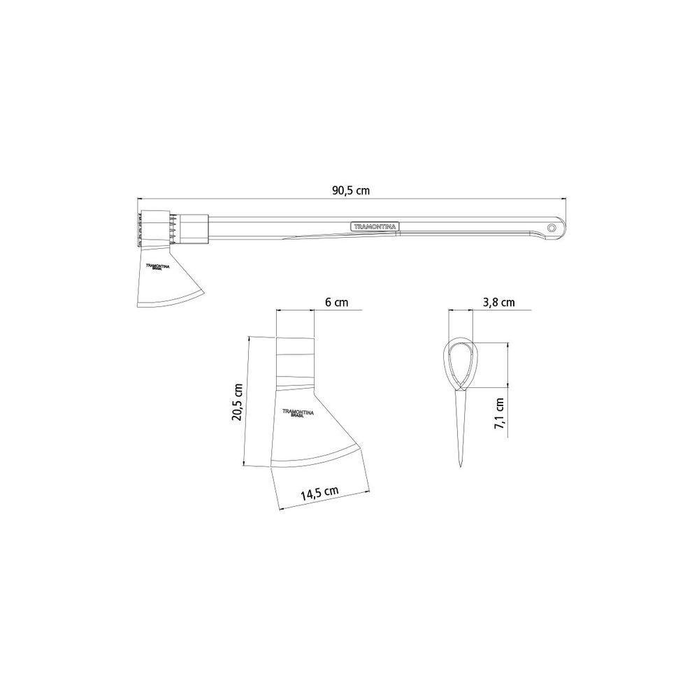 Machado Soldado com Cabeça Redonda Tramontina em Aço com Cabo de Madeira 90 Cm - 2