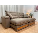 Ver imagem 2 de Sofá Retrátil Reclinável 2,30 M Linho Marrom A229 Gael
