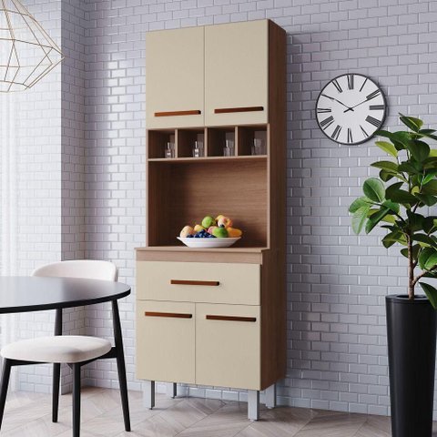 Paneleiro Torre Quente Vic 4 Portas 1 Gaveta MDP 60cm Off White
