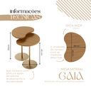 Ver imagem 5 de Kit 2 Mesas Laterais Sofá Sala Apoio Metal Dourado Moderna Gaia MDF Louro Freijó