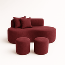 Ver imagem 1 de Conjunto Sofá Curvo Orgânico + 2puffs Nature Gaia Suede Montanaris Decor