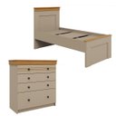 Ver imagem 2 de Conjunto Cômoda e Cama de Solteiro England MDF 4 Gavetas Corda/Freijó