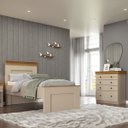 Ver imagem 1 de Conjunto Cômoda e Cama de Solteiro England MDF 4 Gavetas Corda/Freijó