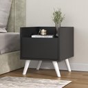 Ver imagem 2 de Mesa de Cabeceira 40cm Retrô Multimóveis V4041 Preta/Branca