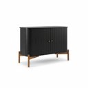 Ver imagem 3 de Cômoda com 2 Portas 128cm MDF com Pés em Madeira Maciça Aurora Preto