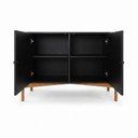 Ver imagem 4 de Cômoda com 2 Portas 128cm MDF com Pés em Madeira Maciça Aurora Preto