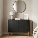 Ver imagem 1 de Cômoda com 2 Portas 128cm MDF com Pés em Madeira Maciça Aurora Preto