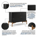 Ver imagem 2 de Cômoda com 2 Portas 128cm MDF com Pés em Madeira Maciça Aurora Preto