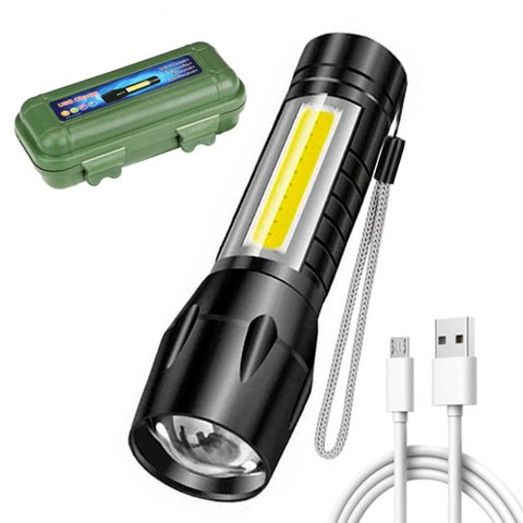 Mini Lanterna Led Recarregável USB com Zoom 3 Modos