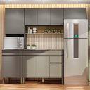 Ver imagem 1 de Armário de Cozinha Completa 120 com Balcão com Tampo 9 Portas Madrid - Freijó-gris