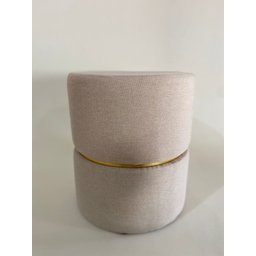 kit 2 Puff linho bege com cinta dourada - 3