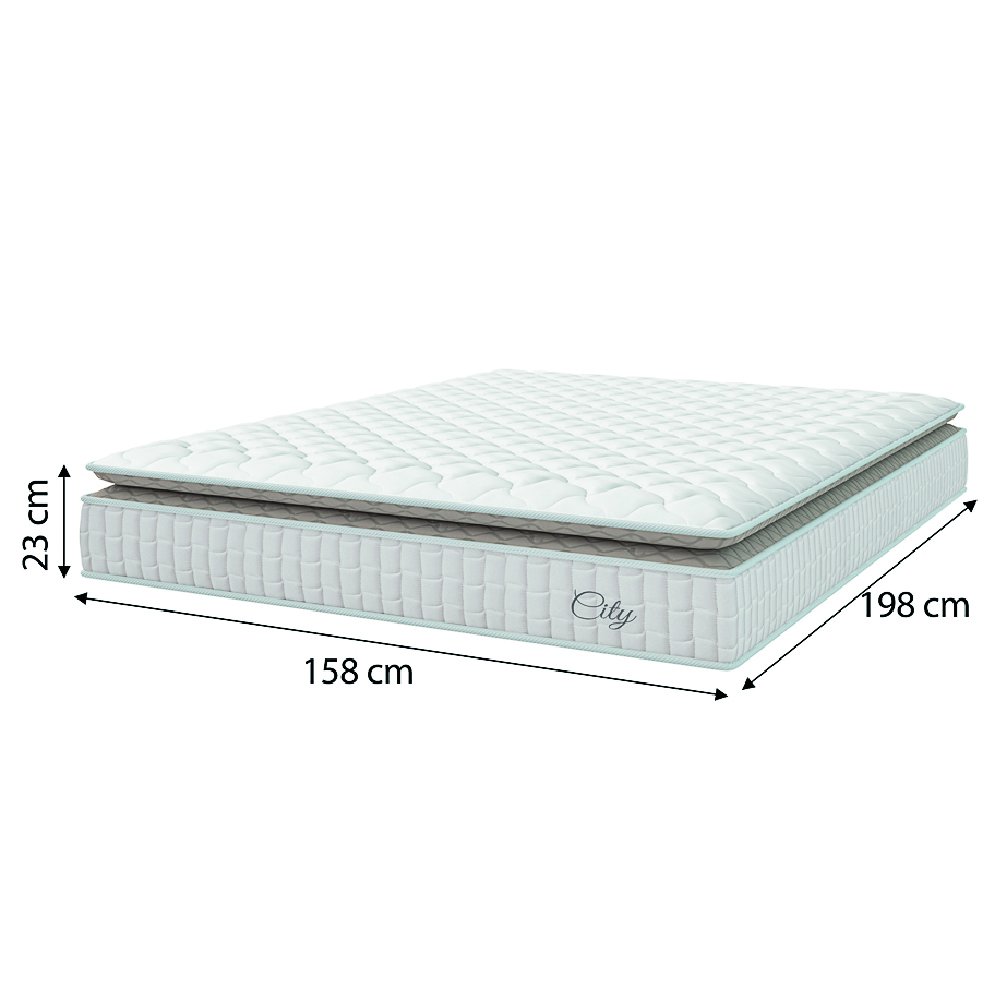 Cama Box Colchão Casal Queen Molas Ensacadas City Pillow Top 158x198x61cm Linho Branco / Bege - 4