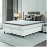 Cama Box Colchão Casal Queen Molas Ensacadas City Pillow Top 158x198x61cm Linho Branco / Bege - 1