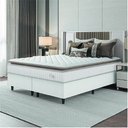 Ver imagem 1 de Cama Box Colchão Casal Queen Molas Ensacadas City Pillow Top 158x198x61cm Linho Branco / Bege
