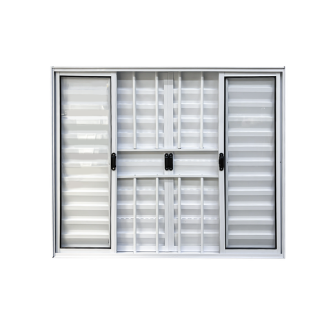 Veneziana 6 Folhas Aluminio Branco com Grade 1,00x2,00 Linha 18 Modular