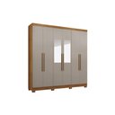 Ver imagem 1 de Guarda-roupa Coliseu com Espelho 6 Portas 4 Gavetas Salleto Cinamomo/off White