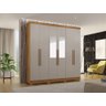 Guarda-roupa Coliseu com Espelho 6 Portas 4 Gavetas Salleto Cinamomo/off White - 3
