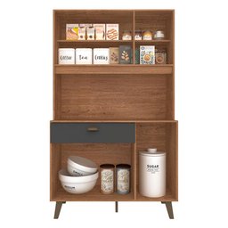 Armário Kit de Cozinha Emily 90cm Carvalho/grafite - Móveis Arapongas Carvalho Americano/grafite - 2