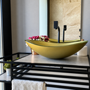 Ver imagem 5 de Cuba Bath 54x40cm Vidro Temperado Bath Dourada 10mm 4046 de Apoio Grande