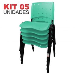 Cadeira Empilhável Plástica Acquamarine Anatômica 5 Unidades - Ultra Móveis - 2