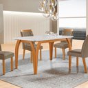 Ver imagem 2 de Mesa de Jantar Agata 135cm 4 Lugares com Tampo de Vidro Castanho Cinamomo/off White
