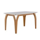 Ver imagem 1 de Mesa de Jantar Agata 135cm 4 Lugares com Tampo de Vidro Castanho Cinamomo/off White